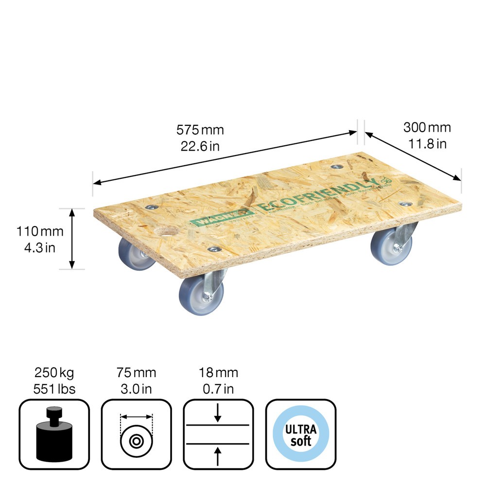 Produktabbildung Nr. 2: WAGNER Transporthilfe OSB BIG 18 mm - 57,5 x 30 x 11 cm, TK 250 Kg
