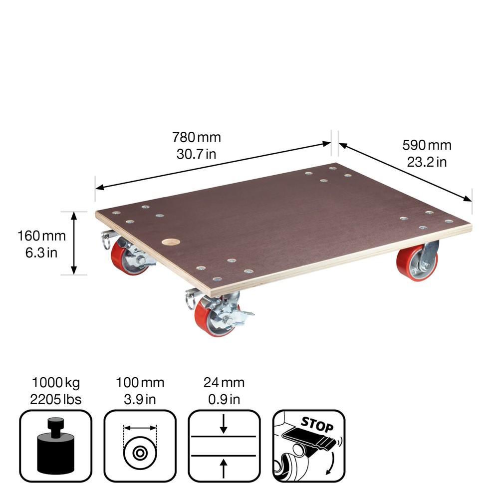 Produktabbildung Nr. 2: WAGNER Transporthilfe PROFESSIONAL 24 mm - 78 x 59 x 16 cm, TK 1000 Kg
