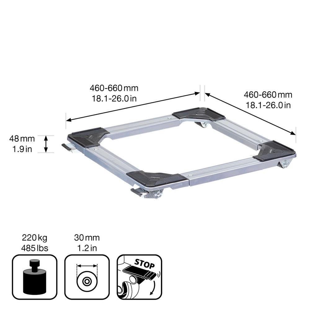 Produktabbildung Nr. 2: WAGNER Transporthilfe QUADRAT - verstellbar 46-66 x 5 cm, TK 220 Kg