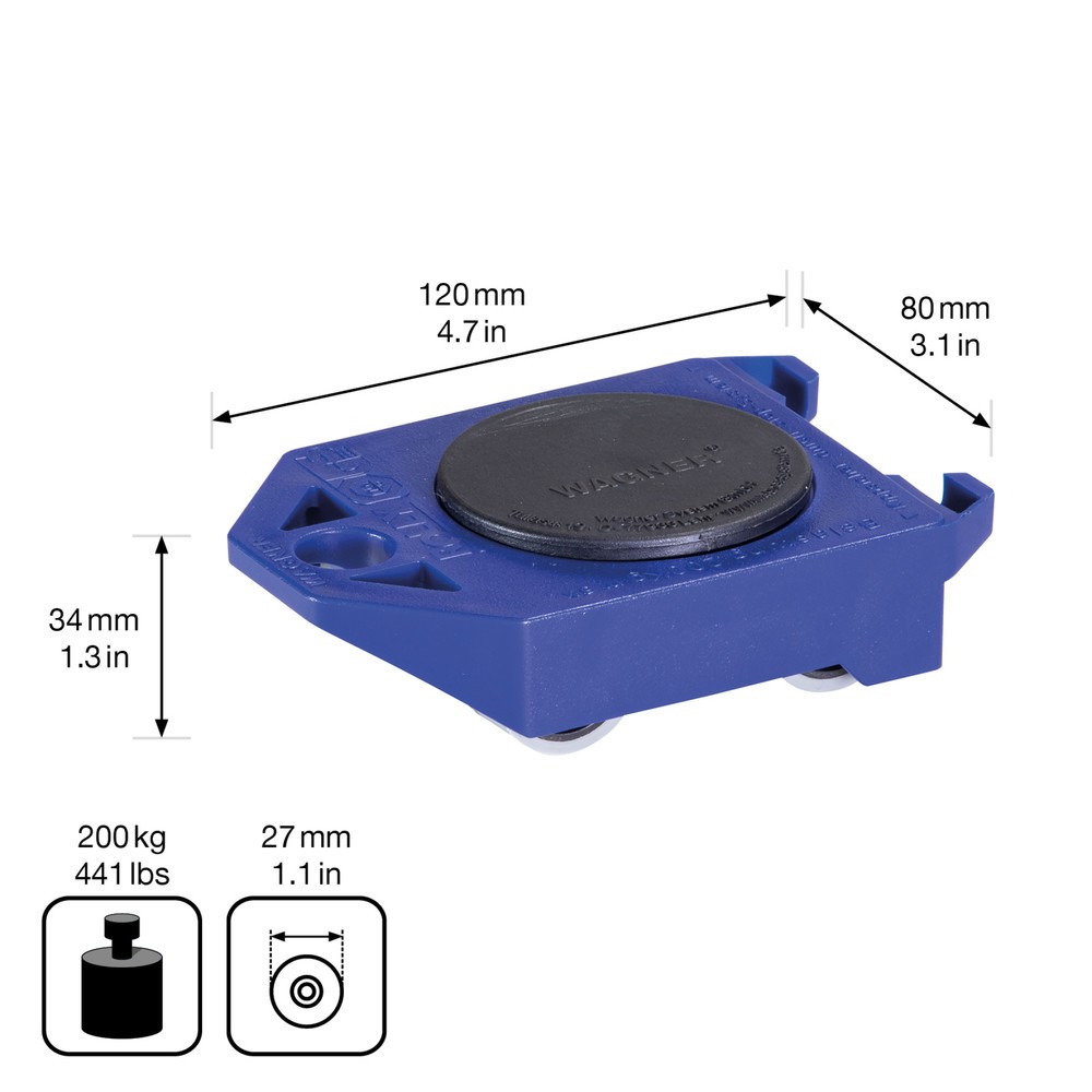 Produktabbildung Nr. 2: WAGNER Transporthilfe ROLLY SOFT - 11,7 x 7,9 x 3,4 cm, TK 200 Kg
