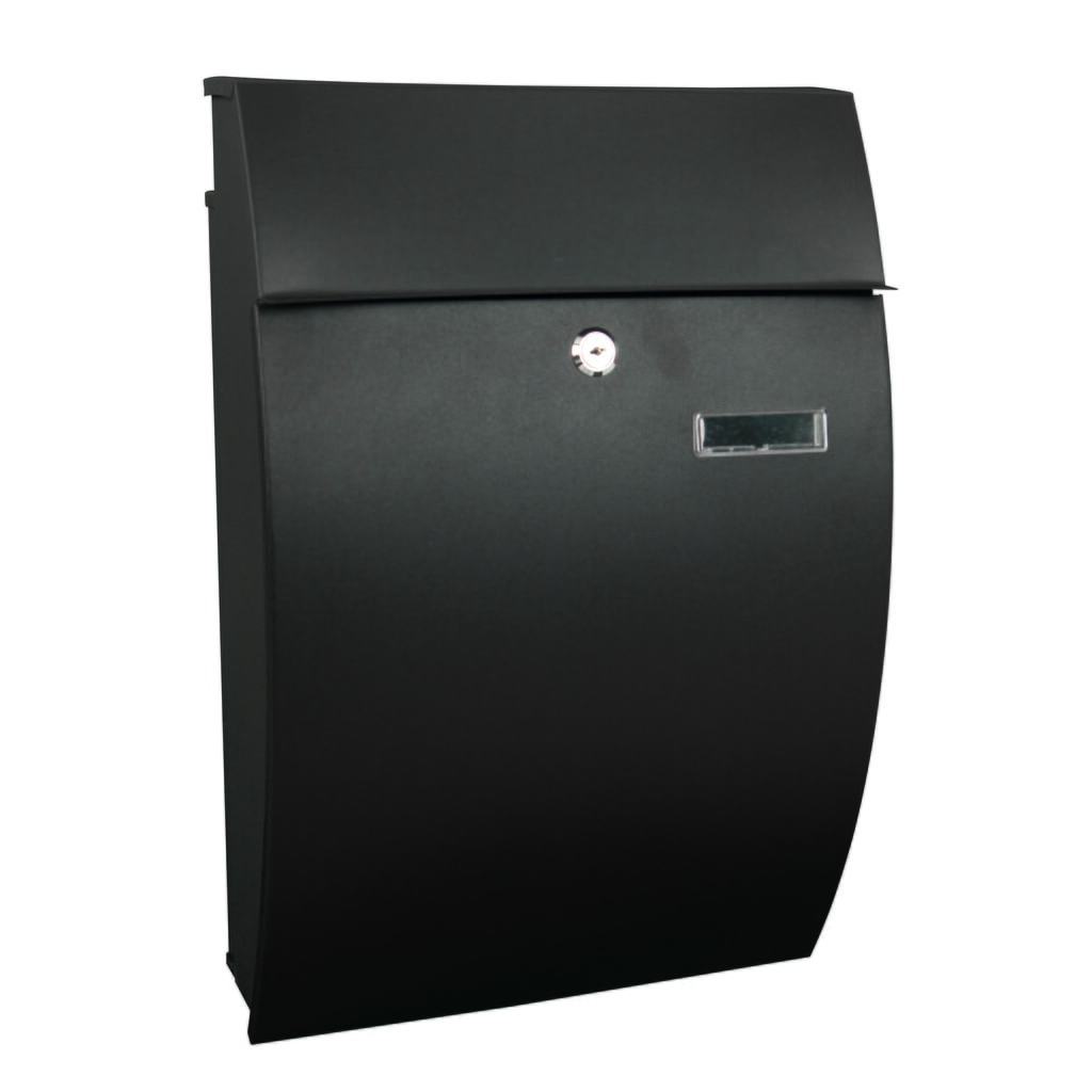 Wand-Briefkasten Geronan, aus verzinktem Stahl, mit Zylinderschloss, mattschwarz Produktabbildung: Wand-Briefkasten Geronan, aus verzinktem Stahl, mit Zylinderschloss, mattschwarz