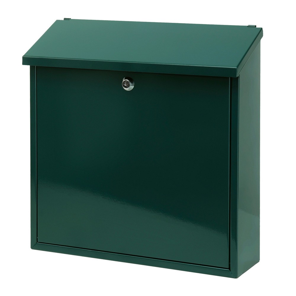 Produktabbildung Nr. 1: Wand-Briefkasten Malagan, mit Zylinderschloss, aus verzinktem Stahl, grün