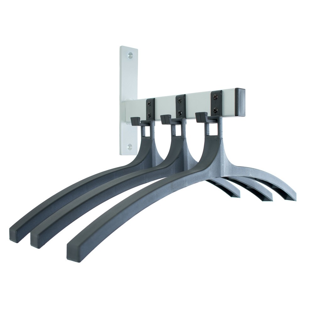 Produktabbildung: Wandgarderobe HIQ, zum Anschrauben, schwarz, aluminiumgrau, 3 Haken, inklusive 3 Kleiderbügel