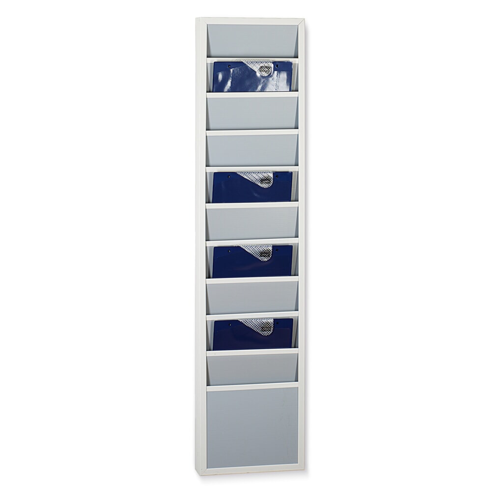 Produktabbildung: Wandtafel aus robustem PP, schmal, HxB 1.304 x 308 mm, mit 10 Schienen
