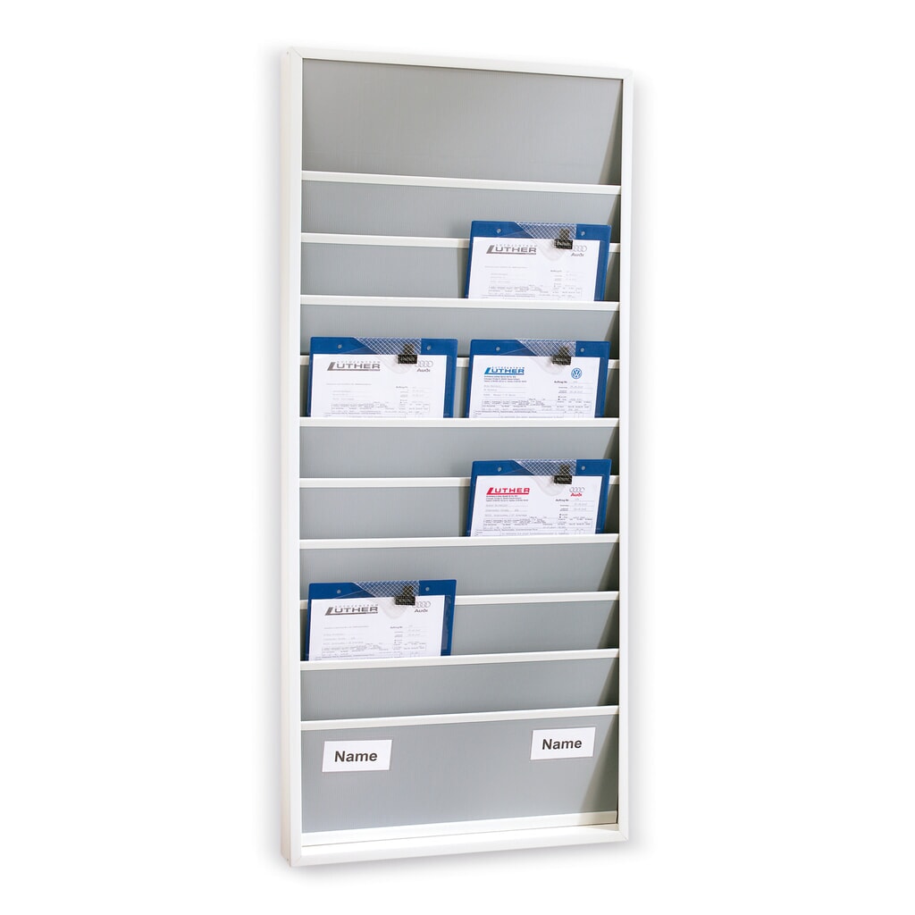 Wandtafel aus robustem PP, schmal, HxB 1.285 x 550 mm, mit 10 Schienen Produktabbildung: Wandtafel aus robustem PP, schmal, HxB 1.285 x 550 mm, mit 10 Schienen