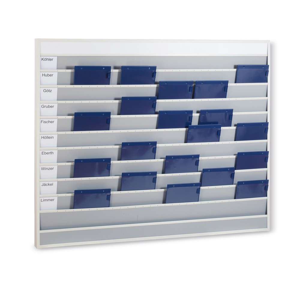 Produktabbildung: Wandtafel aus robustem PP, breit, HxB 1.765 x 1.575 mm, mit 15 Schienen