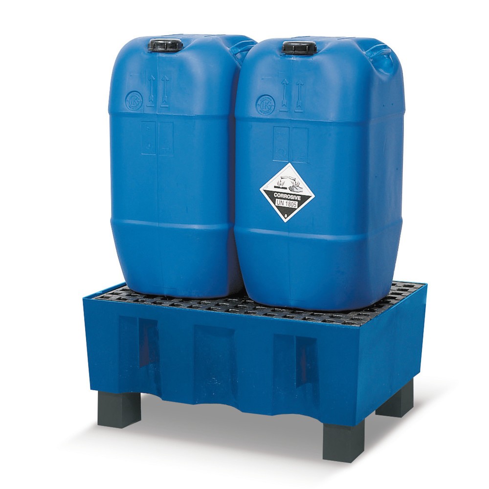 Zdjęcie produktu: asecos® wanna ociekowa z PE do pojemników o pojemności 60 litrów, z nóżkami podstawy, wys. x szer. x gł. 330 x 725 x 525 mm, bez rusztu kratowego