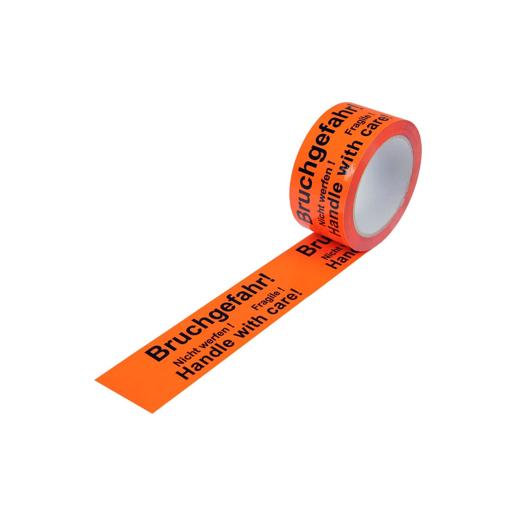 Warn-Klebebänder, 50 mm breit x 66 lfm, signalrot, mit Aufdruck "Bruchgefahr" Produktabbildung: Warn-Klebebänder, 50 mm breit x 66 lfm, signalrot, mit Aufdruck "Bruchgefahr"