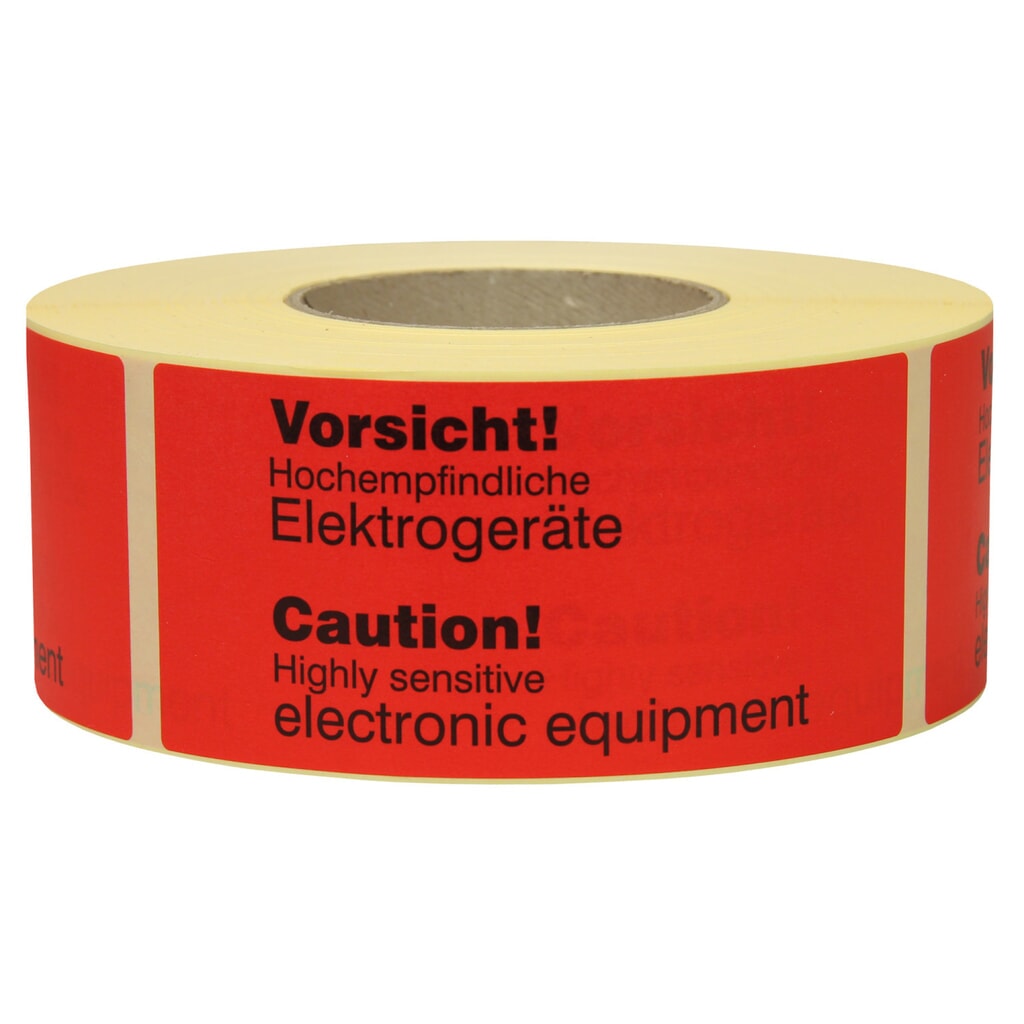 Produktabbildung: Warnetiketten, 145 x 70 mm, aus Papier, "Sensitive electronic equipment"