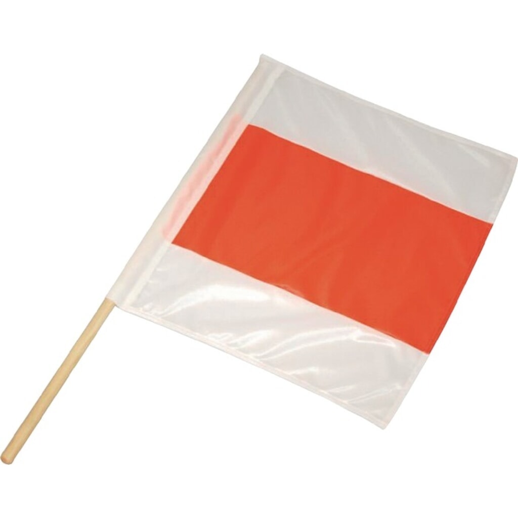 Produktabbildung: Warnfahne L.500xB.500mm Polyester m.Holzstiel