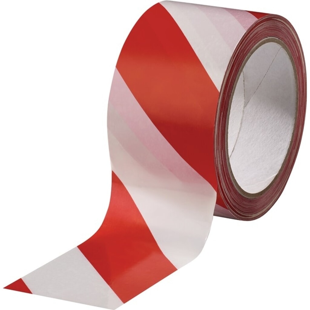 Warnmarkierungsband, rot/weiß, PVC, Rolle, Länge 66 m Breite 60 mm Produktabbildung: Warnmarkierungsband, rot/weiß, PVC, Rolle, Länge 66 m Breite 60 mm