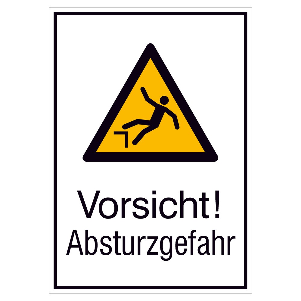 Produktabbildung: "Vorsicht! Absturzgefahr", HxB 185 x 131 mm, Folie
