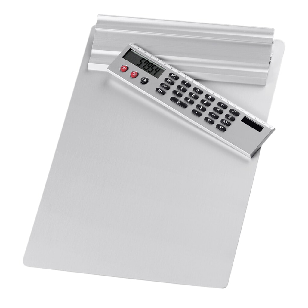 WEDO® Klemmbrett aus Aluminium, mit abnehmbarem Taschenrechner, 3 Stk/VE Produktabbildung: WEDO® Klemmbrett aus Aluminium, mit abnehmbarem Taschenrechner, 3 Stk/VE