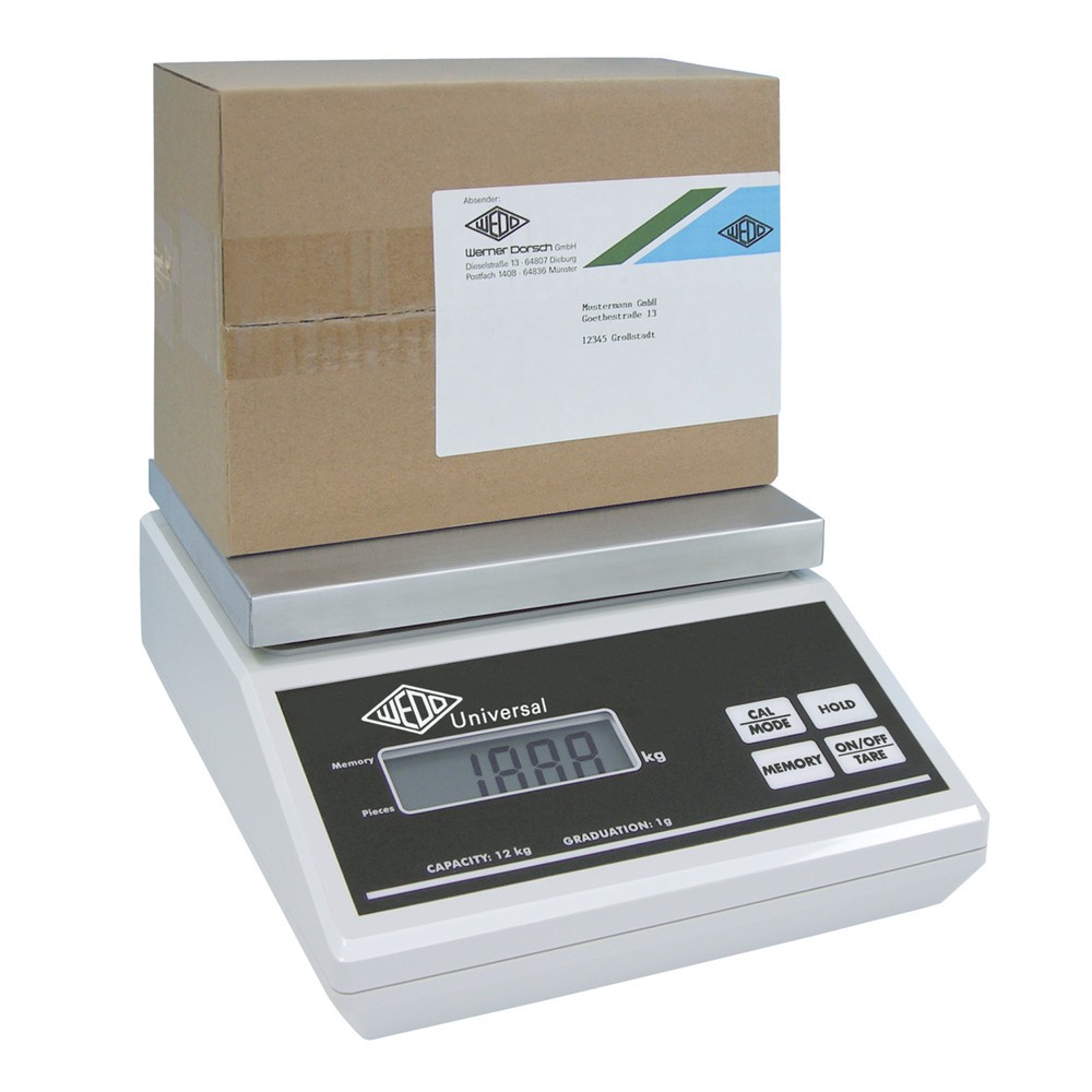Produktabbildung Nr. 2: WEDO® Wiege- und Zählwaage Universal, TK 12 kg, Ziffernschritt 1g