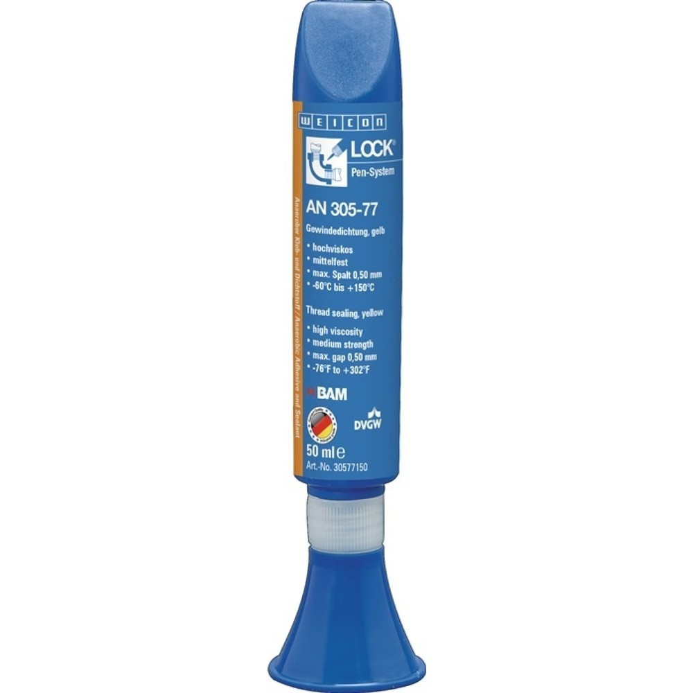 Produktabbildung: WEICON Rohrgewindedichtung WEICONLOCK® AN 305-77, gelb, mittelfest hochviskos, Pen, 50 ml