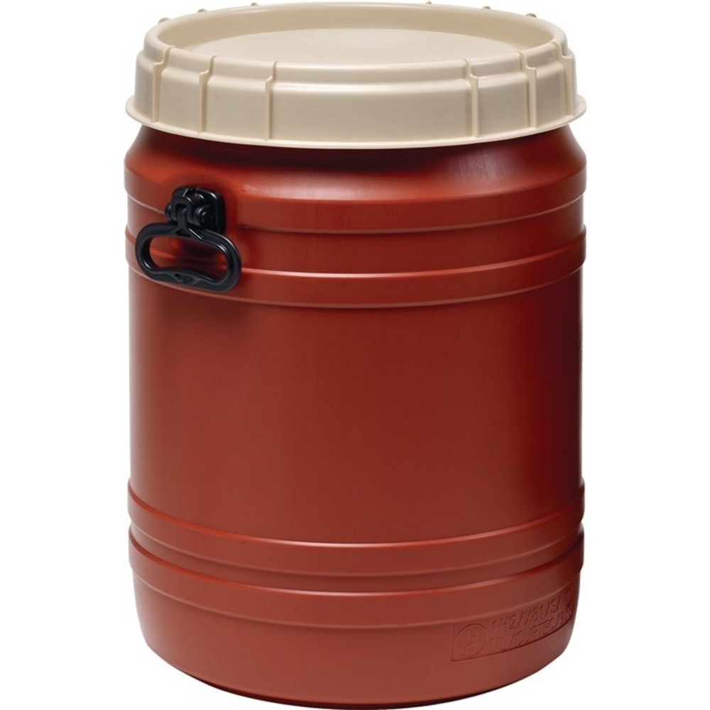 Produktabbildung Nr. 2: Weithalsfass 64l braun m.beigem Deckel m.2 Tragegriffen Einfüllöffnung-D.354mm
