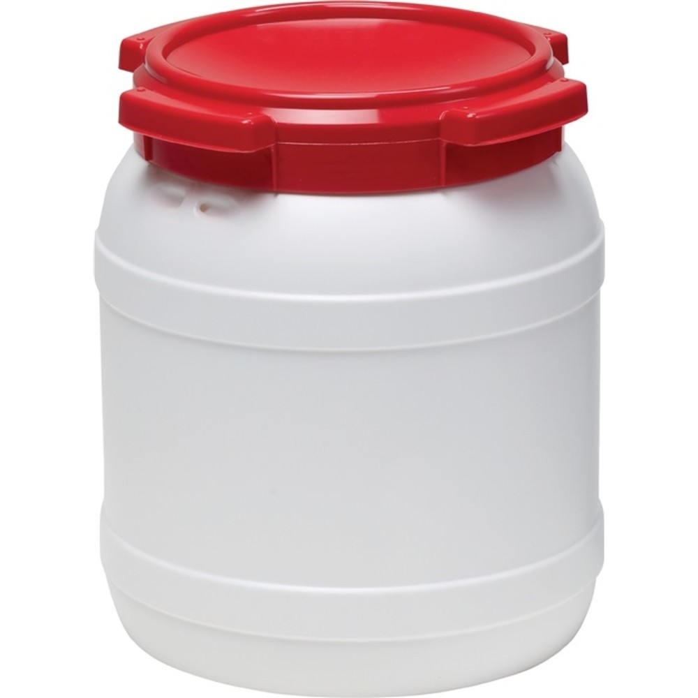 Produktabbildung Nr. 2: Weithalsfass 15,4l weiß m.rotem Deckel o.Tragegriffe Einfüllöffnung-D.204mm