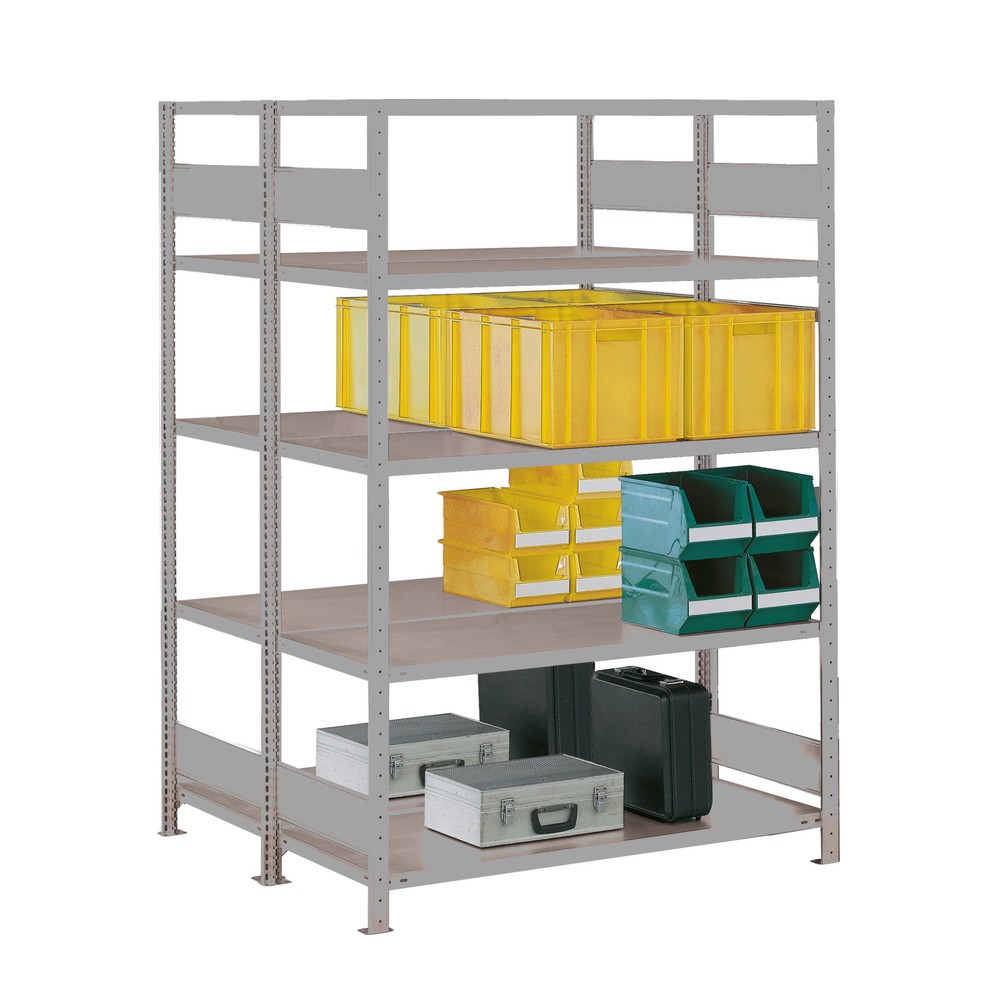 Produktabbildung: META Weitspannregal, doppelzeilig, GF, lichtgrau, HxBxT 2.000 x 1.300 x 1.000 mm