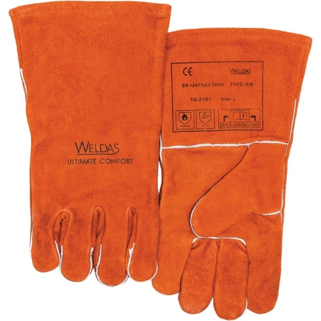 Produktabbildung: WELDAS Schweißerhandschuhe Gr.L (9) rot