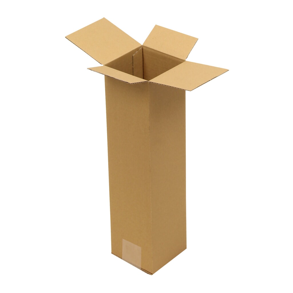 Produktabbildung: Wellpapp-Faltkarton 1-wellig, 108 x 108 x 430 mm, braun, für lange Güter