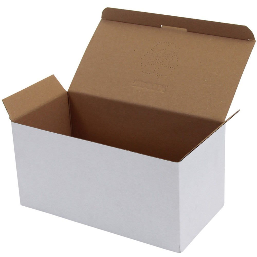 Produktabbildung: Wellpapp-Faltkarton 1-wellig, 236 x 118 x 115 mm, weiß, Automatikboden