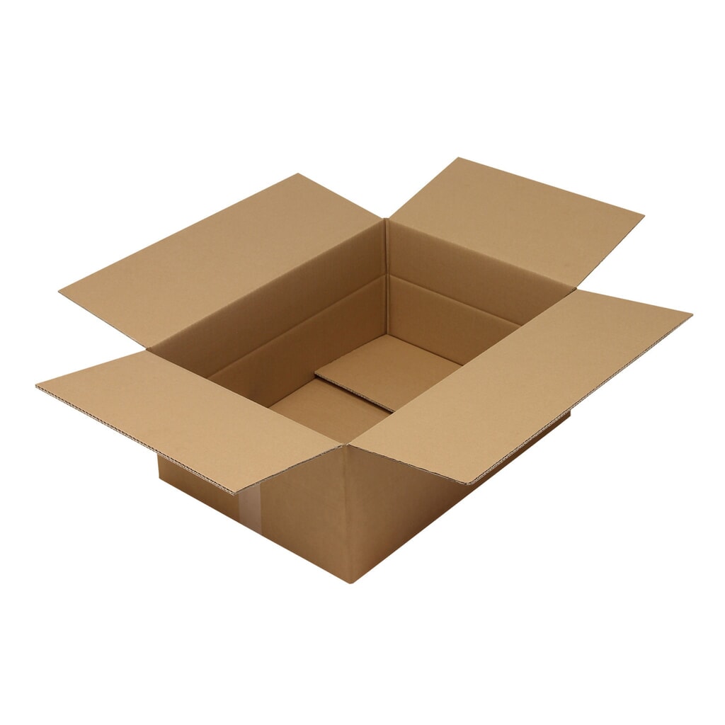 Wellpapp-Faltkarton 2-wellig, 610 x 430 x 250 mm, Qualität 2.30 BC, braun Produktabbildung: Wellpapp-Faltkarton 2-wellig, 610 x 430 x 250 mm, Qualität 2.30 BC, braun