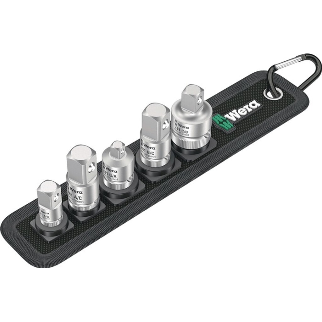 Wera Adaptersatz 781/5 Set, 5teilig m.Halterung, für Hand- und Maschinenbetätigung Produktabbildung: Wera Adaptersatz 781/5 Set, 5teilig m.Halterung, für Hand- und Maschinenbetätigung