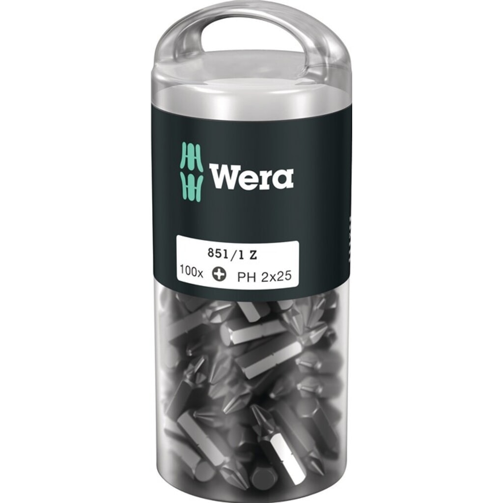 WERA Bitgroßpackung 851/1 Z PH 2 L.25mm 100St./Box Produktabbildung: WERA Bitgroßpackung 851/1 Z PH 2 L.25mm 100St./Box