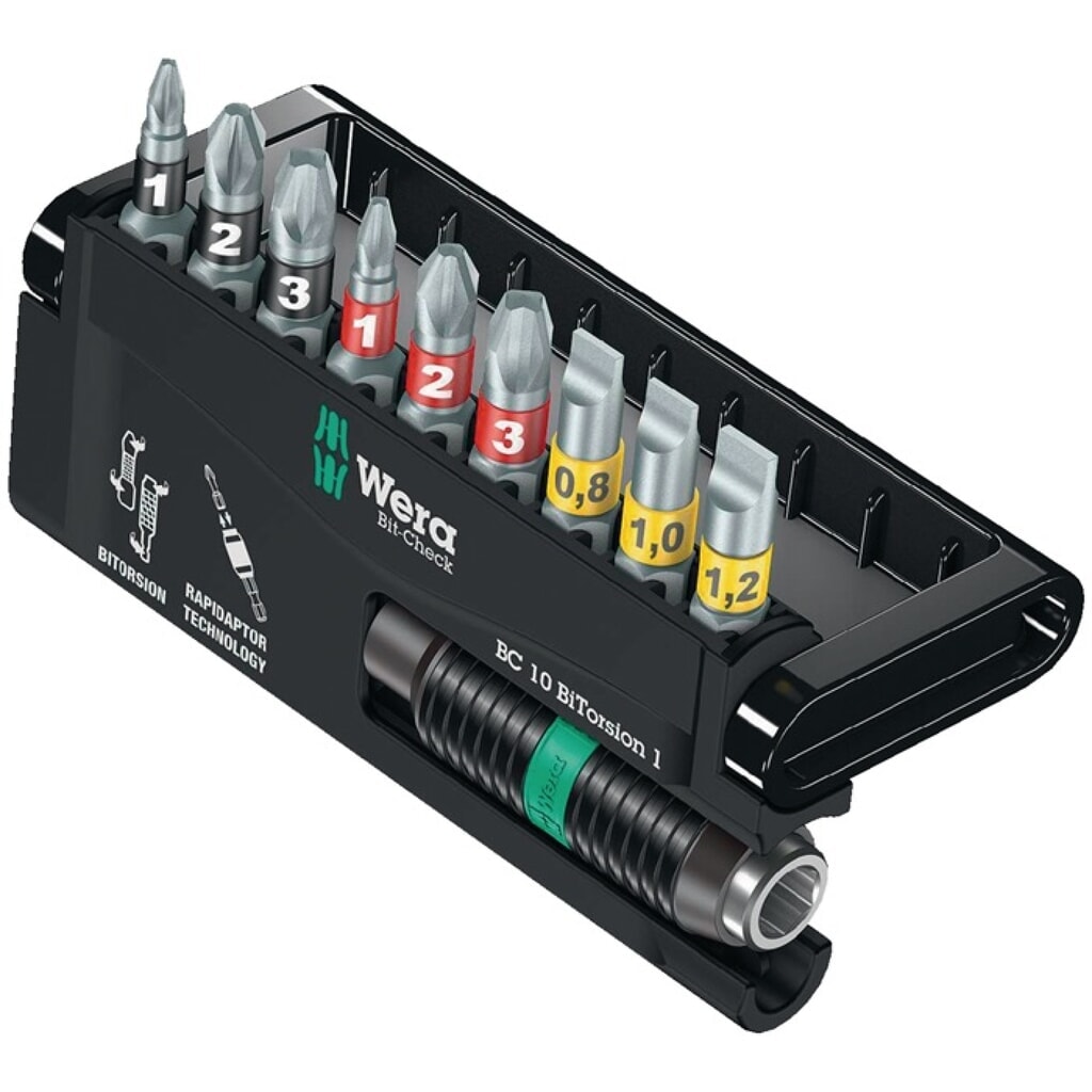 Produktabbildung: WERA Bitsortiment Bit-Check 10 BiTorsion 1 10-tlg.Schlitz/PH/PZD