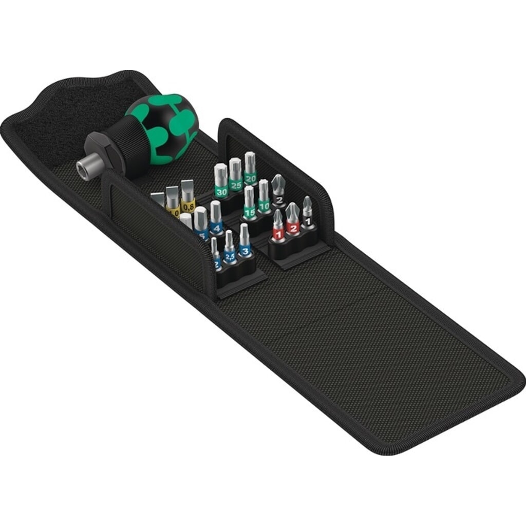 WERA Bitsortiment KK Stubby 1, PH/PZD/TORX®/6Kt./Schlitz, 19-teilig Produktabbildung: WERA Bitsortiment KK Stubby 1, PH/PZD/TORX®/6Kt./Schlitz, 19-teilig