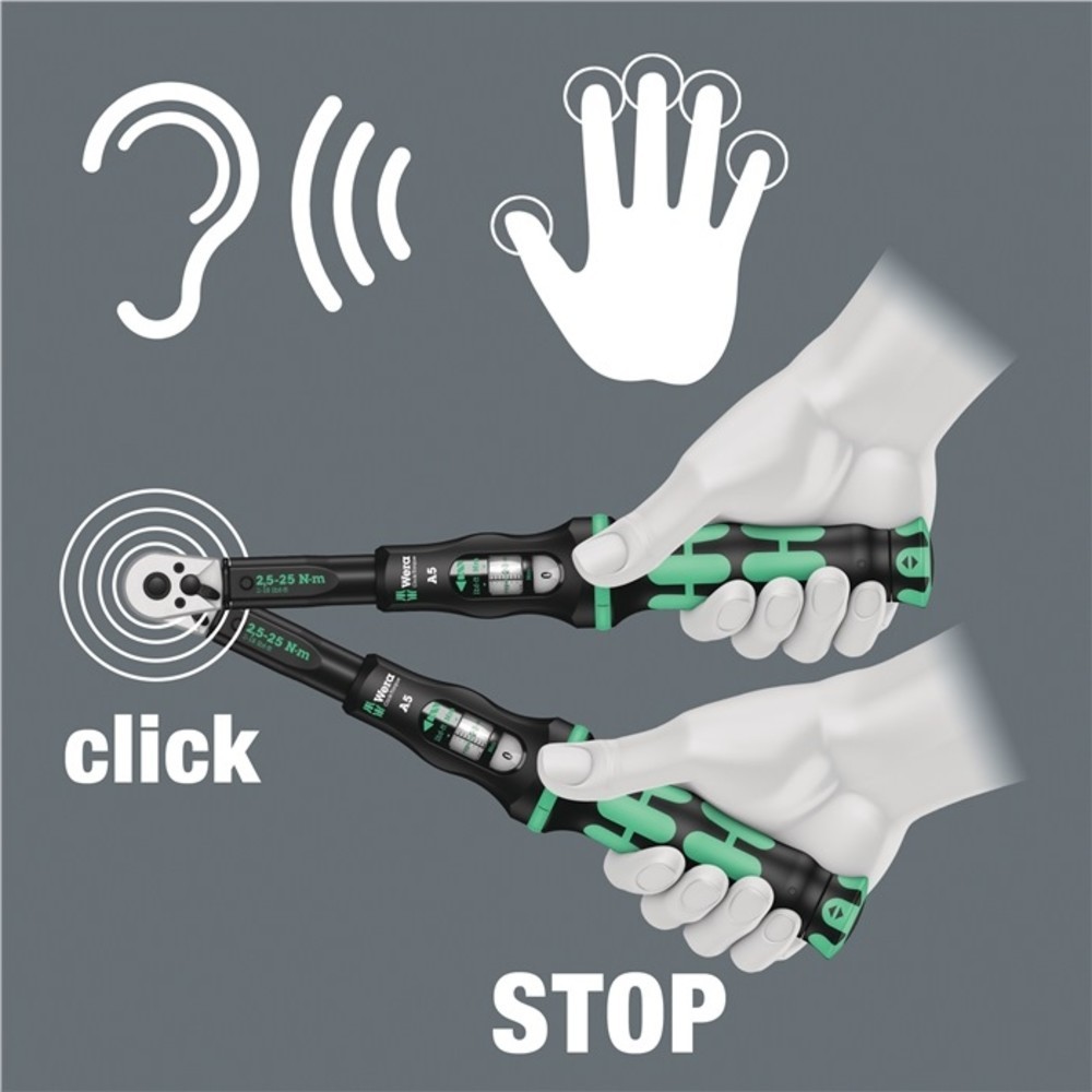 Produktabbildung Nr. 5: WERA Drehmomentschlüsselset Click-Torque A 6 Set 1 20tlg.2,5-25 Nm 1/4 Zoll