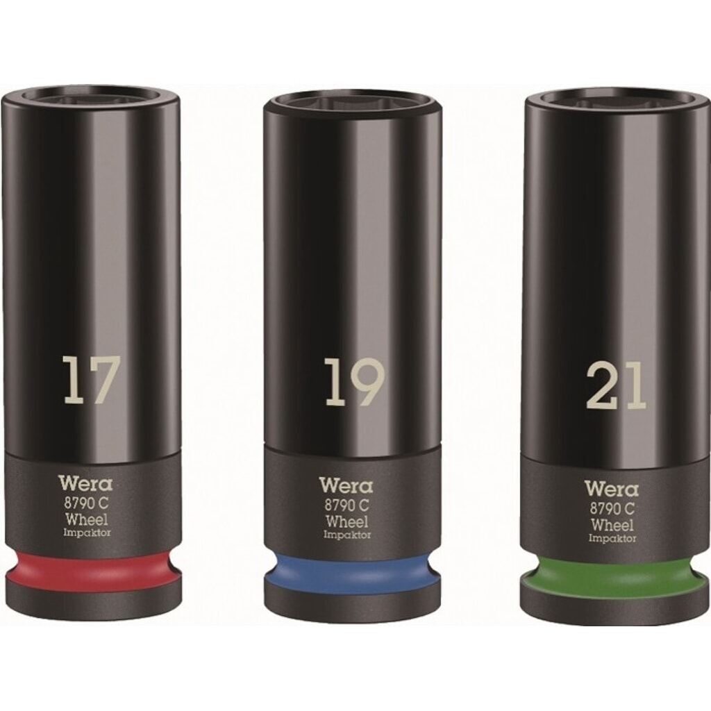 WERA Kraftsteckschlüsselsatz Wheel Impaktor C Set 1, lang, 6-kant, 3-teilig 1/2 ″ Produktabbildung: WERA Kraftsteckschlüsselsatz Wheel Impaktor C Set 1, lang, 6-kant, 3-teilig 1/2 ″