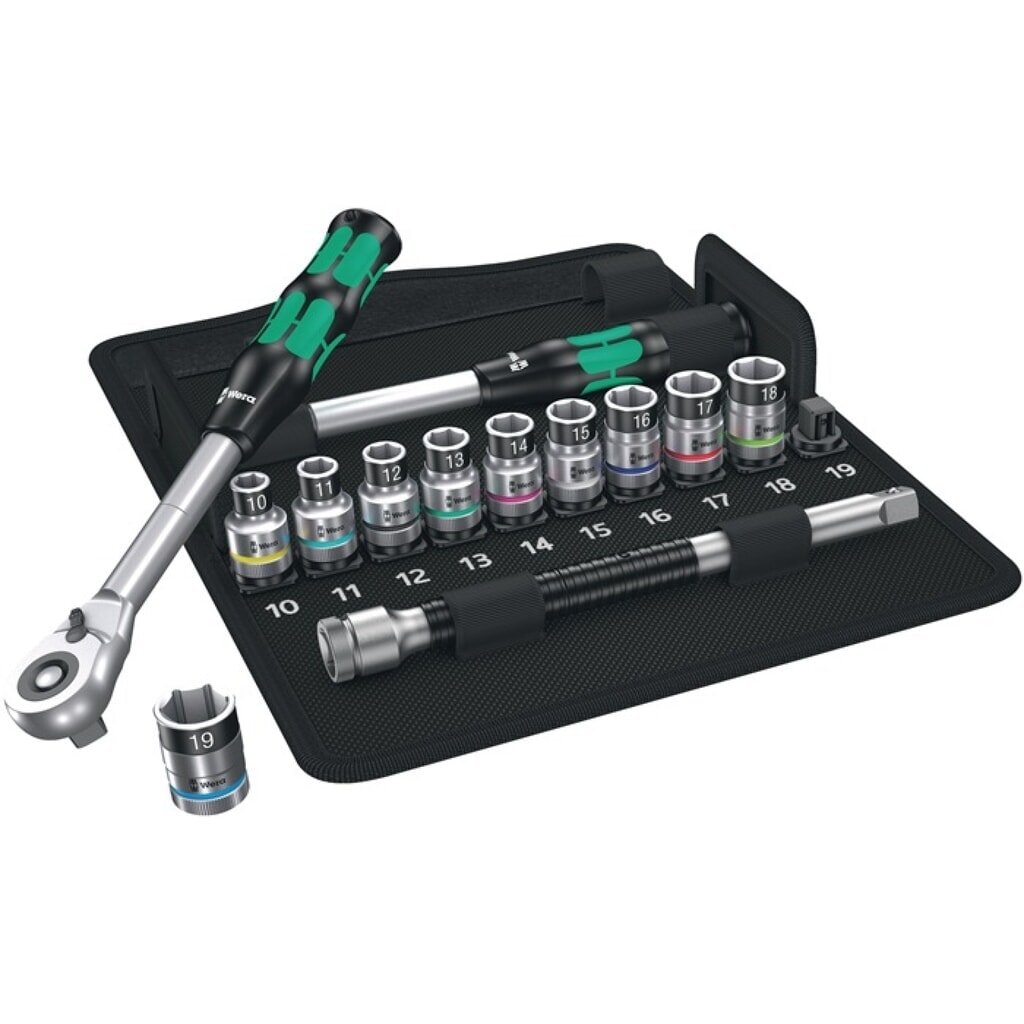 Produktabbildung: WERA Steckschlüsselsatz 8006 SC 1 14-tlg.1/2 Zoll SW 10-19mm Z.72 6KT