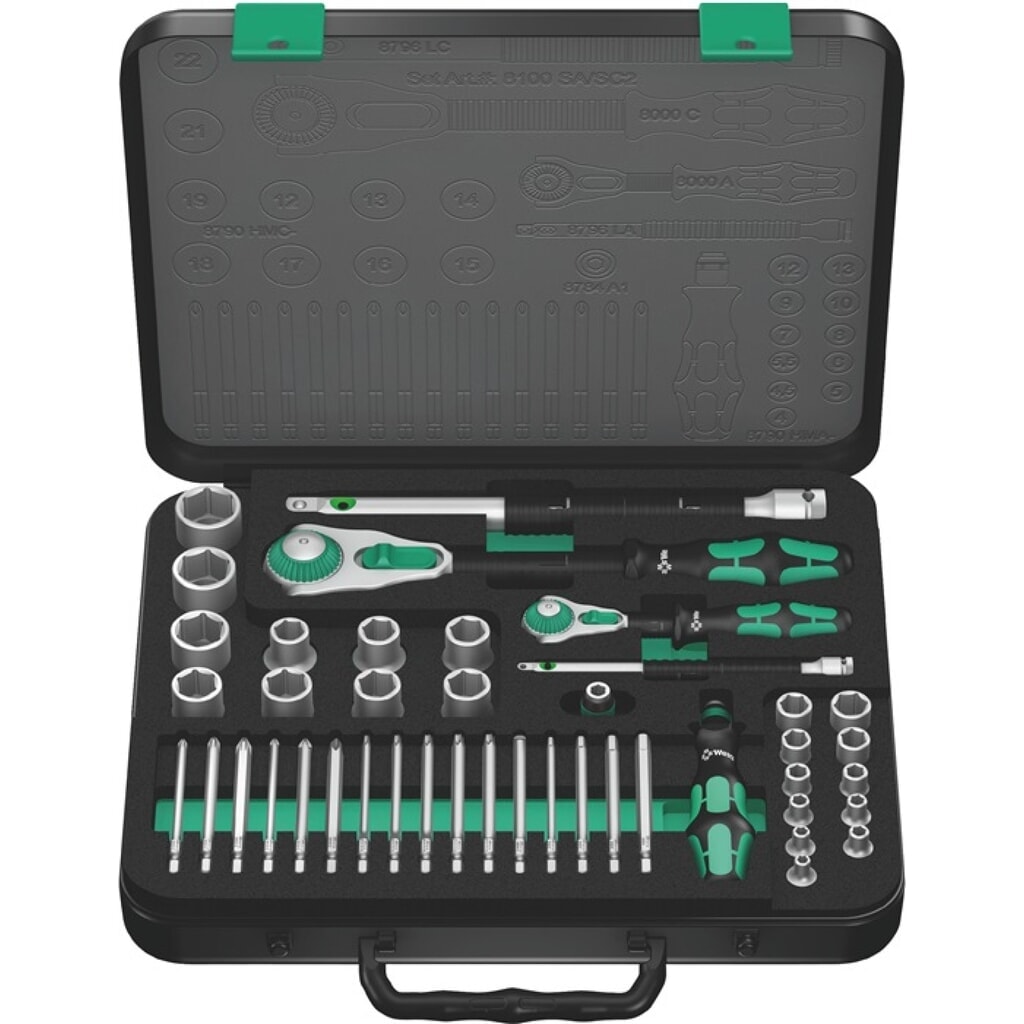 Produktabbildung: Steckschlüsselsatz 8100 SA/SC 2 Zyklop 43-teilig 1/4 + 1/2 ″ Schlüsselweiten 4-24 mm