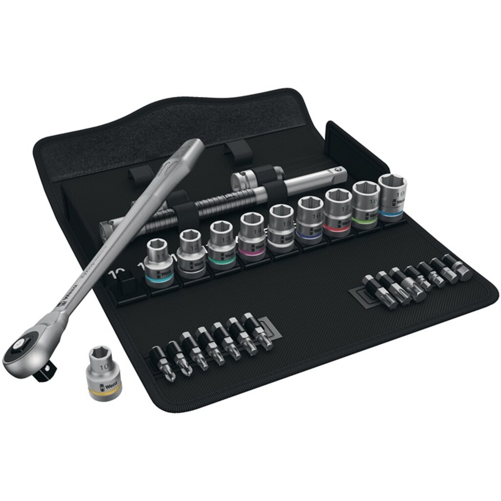 WERA Steckschlüsselsatz Zyklop Metal 28-tlg.1/2 Zoll SW 10-19mm Z.72 6KT Produktabbildung: WERA Steckschlüsselsatz Zyklop Metal 28-tlg.1/2 Zoll SW 10-19mm Z.72 6KT