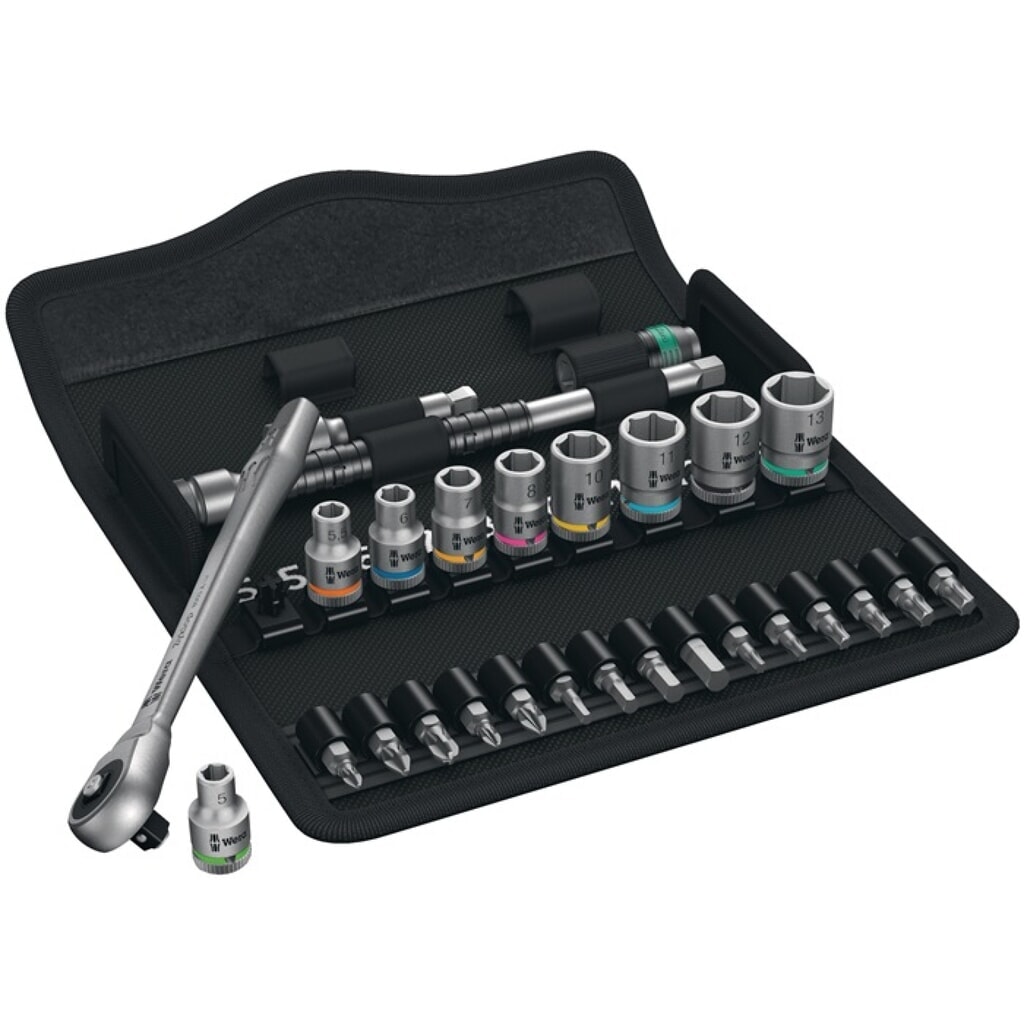 WERA Steckschlüsselsatz Zyklop Metal 29-tlg.3/8 Zoll SW 8-19mm Z.72 6KT Produktabbildung: WERA Steckschlüsselsatz Zyklop Metal 29-tlg.3/8 Zoll SW 8-19mm Z.72 6KT