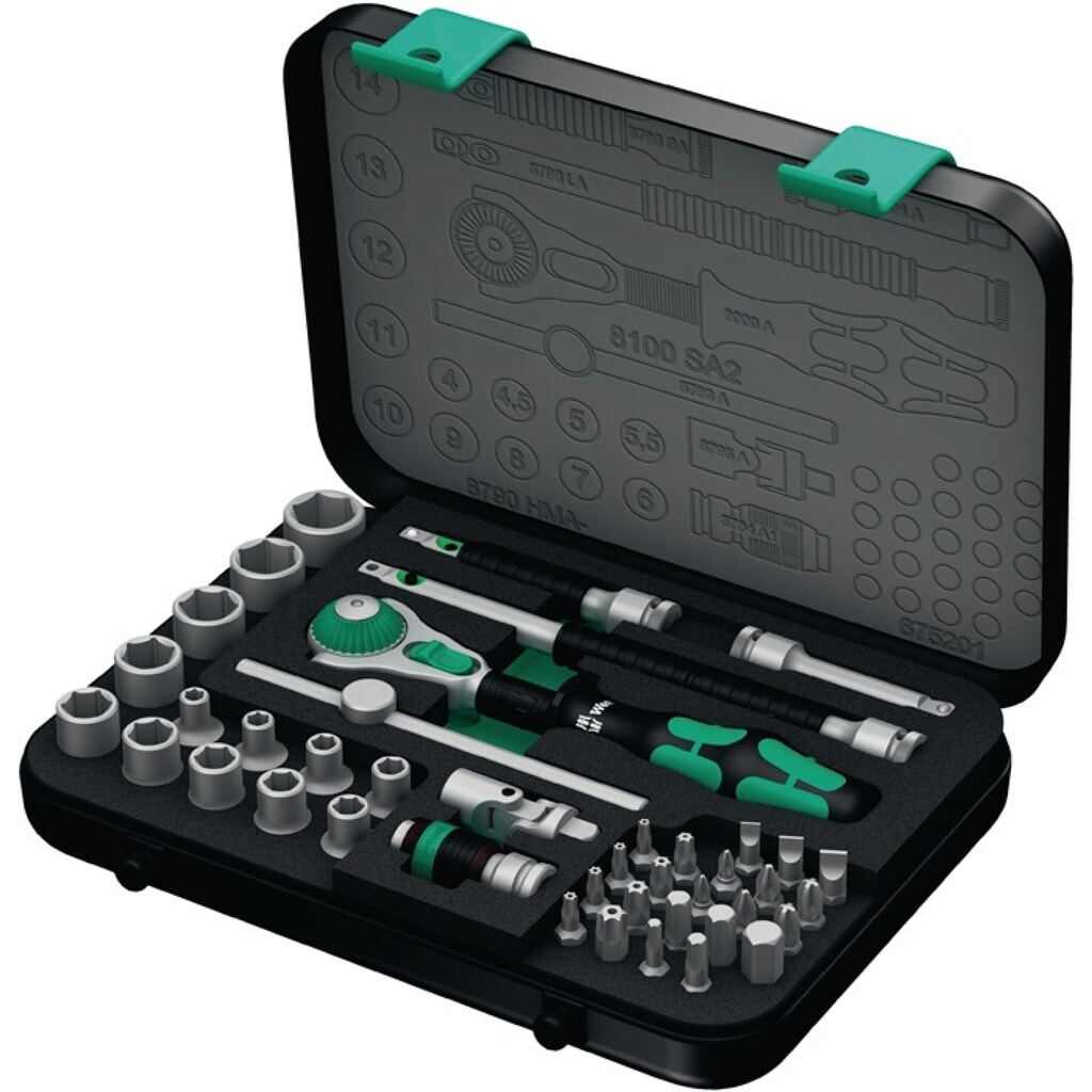 WERA Steckschlüsselsatz Zyklop Speed 42-tlg.1/4 Zoll SW 4-14mm Z.72 6KT Produktabbildung: WERA Steckschlüsselsatz Zyklop Speed 42-tlg.1/4 Zoll SW 4-14mm Z.72 6KT