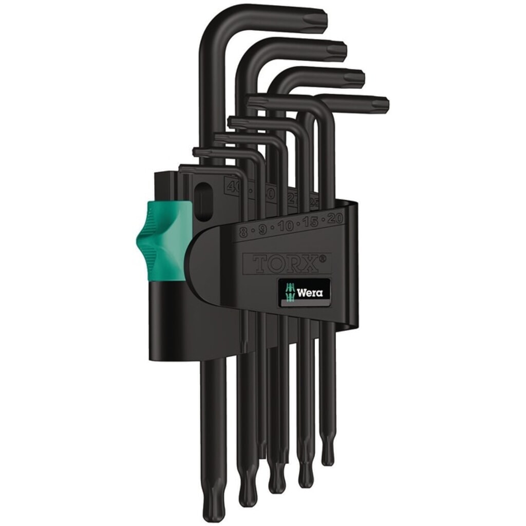 Produktabbildung: WERA Winkelschlüsselsatz 967 PKL/9 9-tlg.T8-T40 m.Kugelk.Kunstoffhalter