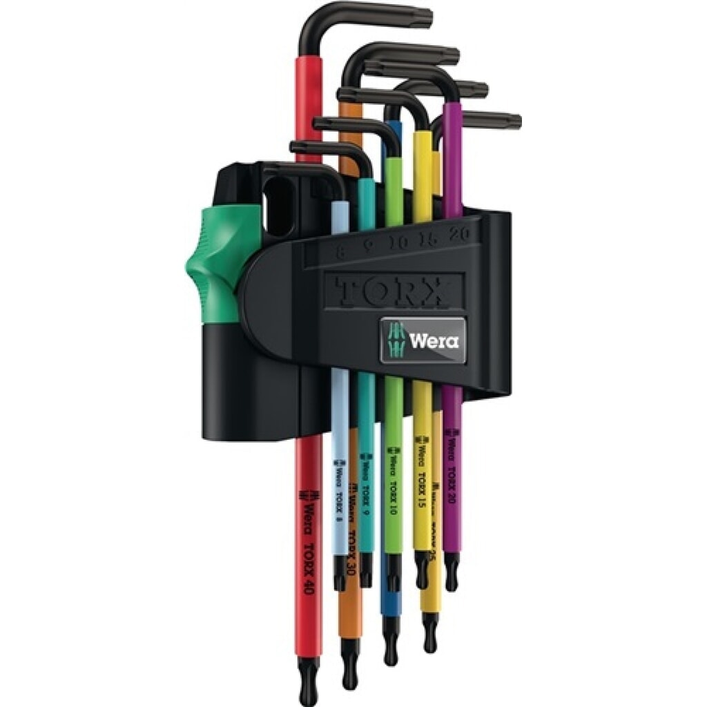 Winkelschraubendrehersatz 967 SPKL 9tlg.T8-T40 m.Bohrung WERA Produktabbildung: Winkelschraubendrehersatz 967 SPKL 9tlg.T8-T40 m.Bohrung WERA