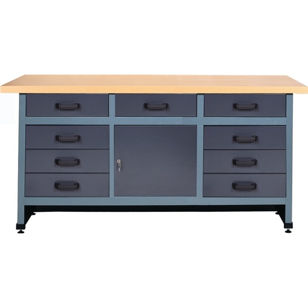 Werkbank, B1700xT600xH840mm, 9 Schubladen Produktabbildung: Werkbank, B1700xT600xH840mm, 9 Schubladen
