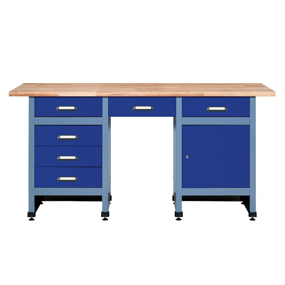 Product afbeelding: Werkbank met ladeblok + deur + opbergvak, bxd 1.700 x 600 mm, rood