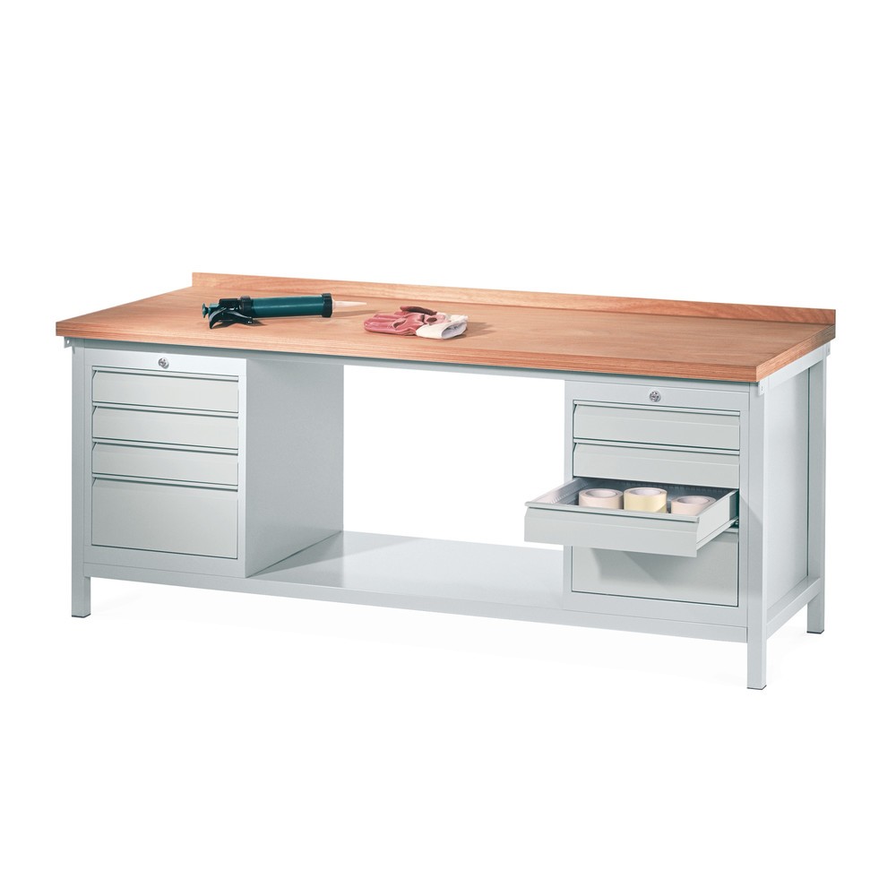 Product afbeelding: Werkbank PAVOY met 2 ladeblokken, hxbxd 900 x 2.000 x 700 mm, lichtgrijs, lichtgrijs
