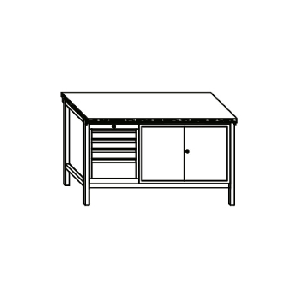 Productafbeelding nr. 3: Werkbank PAVOY met ladeblok + kast, hxbxd 900 x 1.500 x 700 mm, lichtgrijs, gentiaanblauw