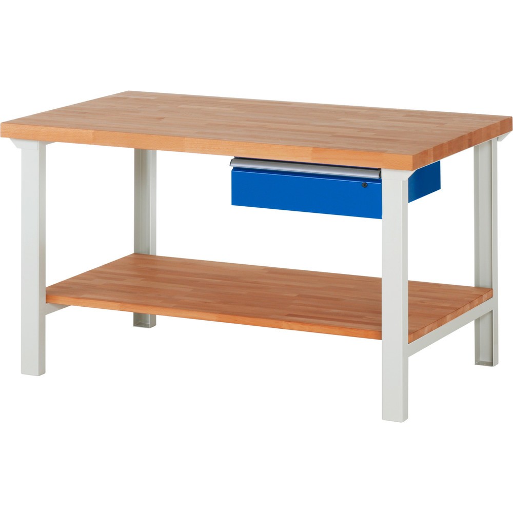 Product afbeelding: Werkbank RAU serie 7000, 1 massief beuken legbord, hxbxd 840 x 1.500 x 900 mm, 1 lade 1 x 150 mm