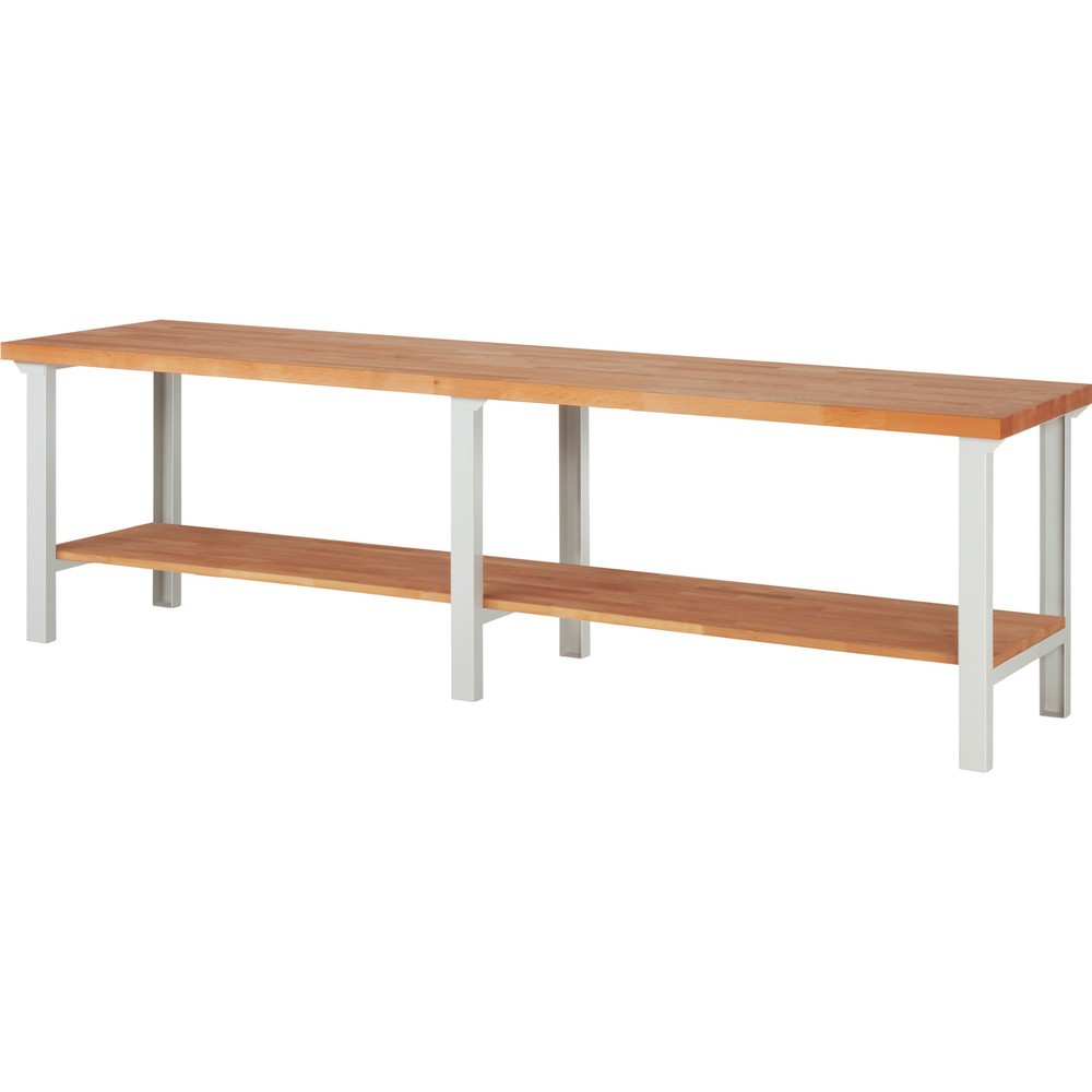 Product afbeelding: Werkbank RAU serie 7000, 1 massief beuken legbord, hxbxd 840 x 3.000 x 700 mm
