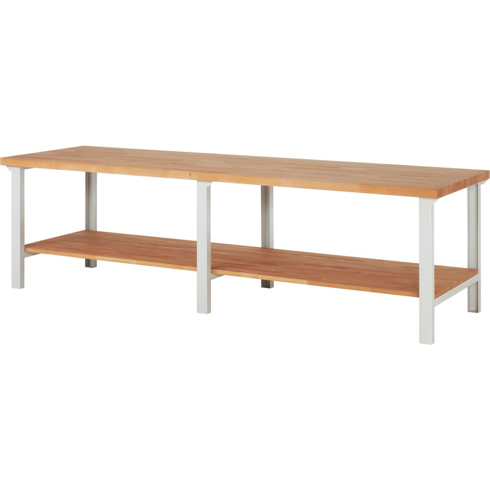 Product afbeelding: Werkbank RAU serie 7000, 1 massief beuken legbord, hxbxd 840 x 3.000 x 900 mm