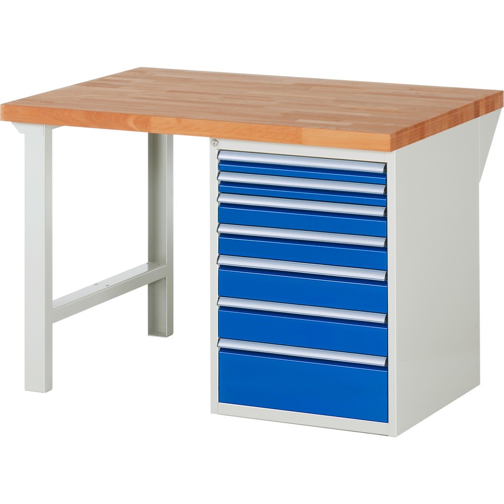 Product afbeelding: Werkbank RAU serie 7000, 1 kast, hxbxd 890 x 1.250 x 900 mm, 7 x voor 100% uittrekbare lades, draagvermogen lade 100 kg