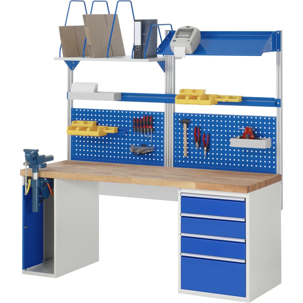 Productafbeelding nr. 7: Werkbank RAU serie 7000, 2 kasten, hxbxd 840 x 2.000 x 700 mm, 4 x voor 100% uittrekbare lades 3 x 150 mm, 1 x 270 mm, draagvermogen lade 100 kg