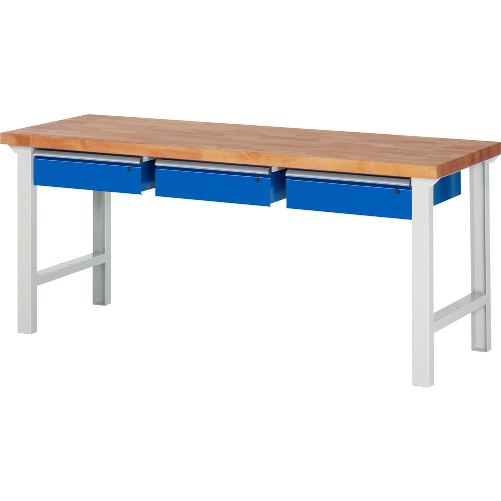 Product afbeelding: Werkbank RAU serie 7000, hxbxd 840 x 2.000 x 700 mm, 3 lades 3 x 150 mm, draagvermogen lade 50 kg