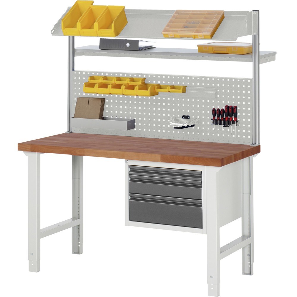 Productafbeelding nr. 5: Werkbank RAU serie 7000, massief beuken werkblad, 1 lade, hxbxd 790-1.140 x 1.500 x 700 mm, 1 lade